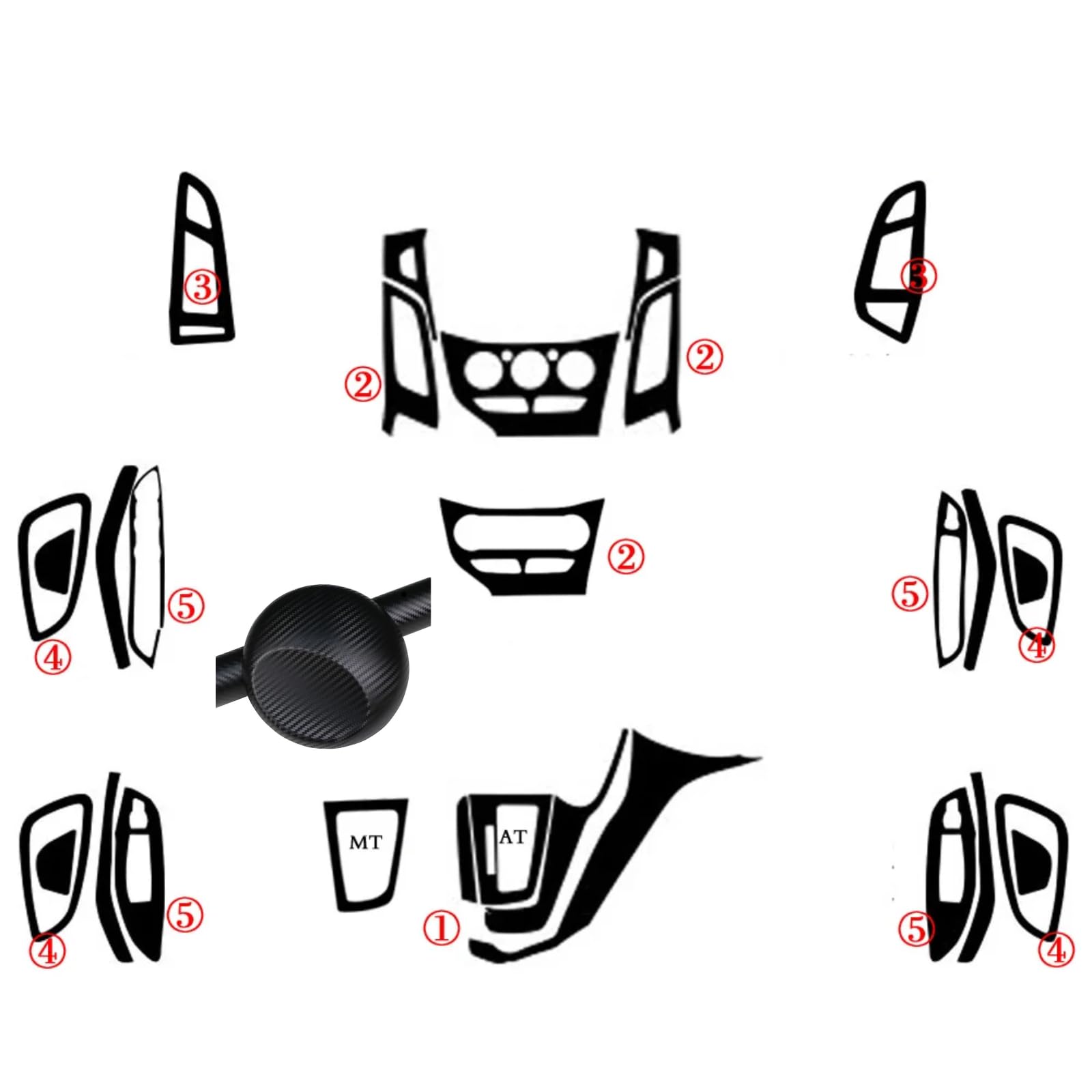 Autocollants 3D carbone Ford Focus 2012-2014 pour rénover la console - 7