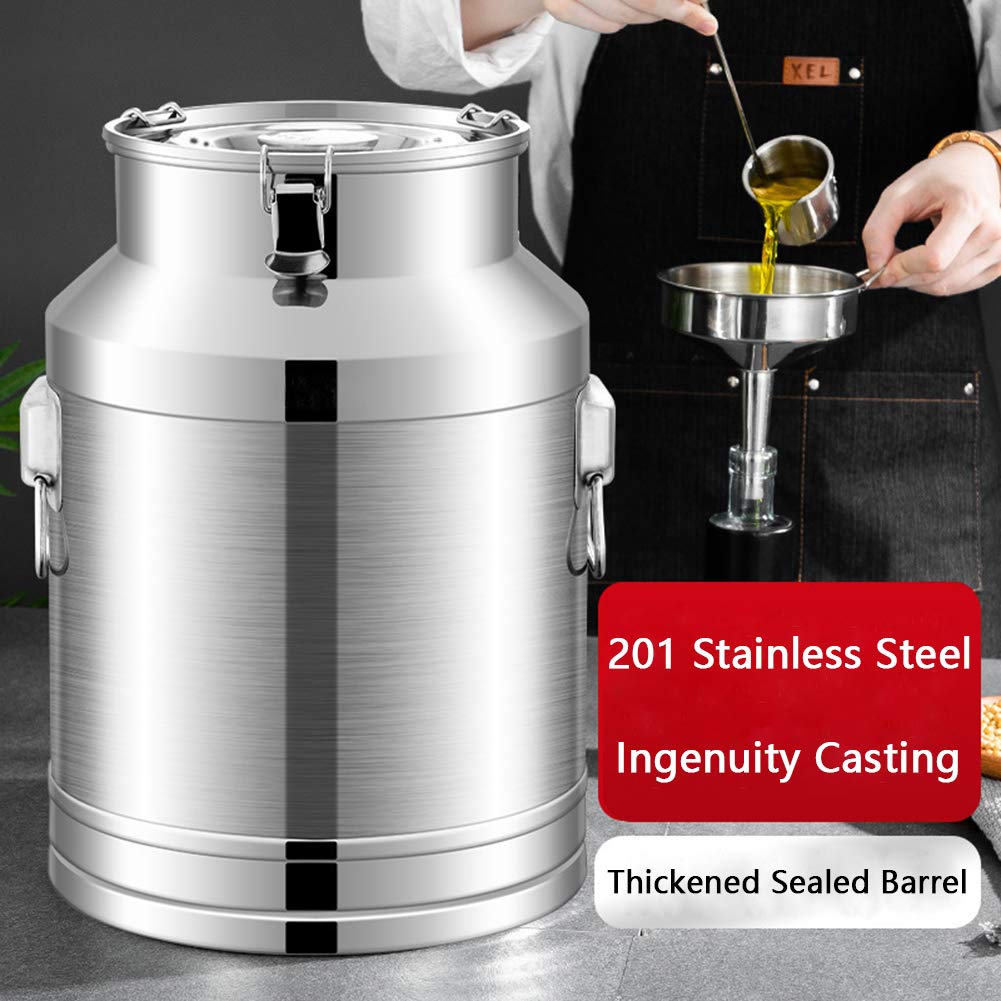 Cubo hermético de acero inoxidable 64L para vino, contenedor de transporte resistente con tapa, almacenamiento multifuncional para bebidas y alimentos