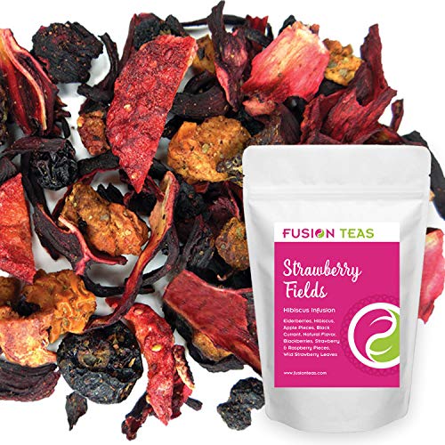 Strawberry Fields Hibiscus Herbal Fruit Tea - Caffeine Free Loose Leaf Bulk Berries Herbs And Fruit - 1 Pound (16 Oz) Pouch #TOP19