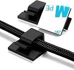 100 pcs clips de câble, clips de gestion de câble adhésifs, supports de fil, crochets organisateurs de câble pour bureau, mur, voiture, TV, câble Ethernet (Noir)