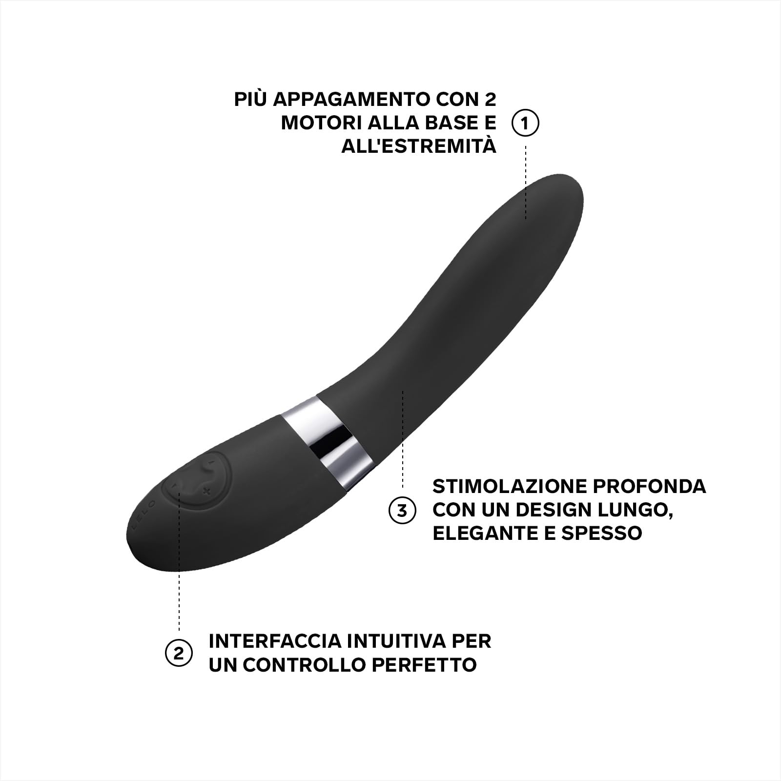 LELO ELISE 2, Black, Massaggiatore Vibrante a 2 Motori per il Massaggio Sensuale, Vibratori, Vibratori Donna