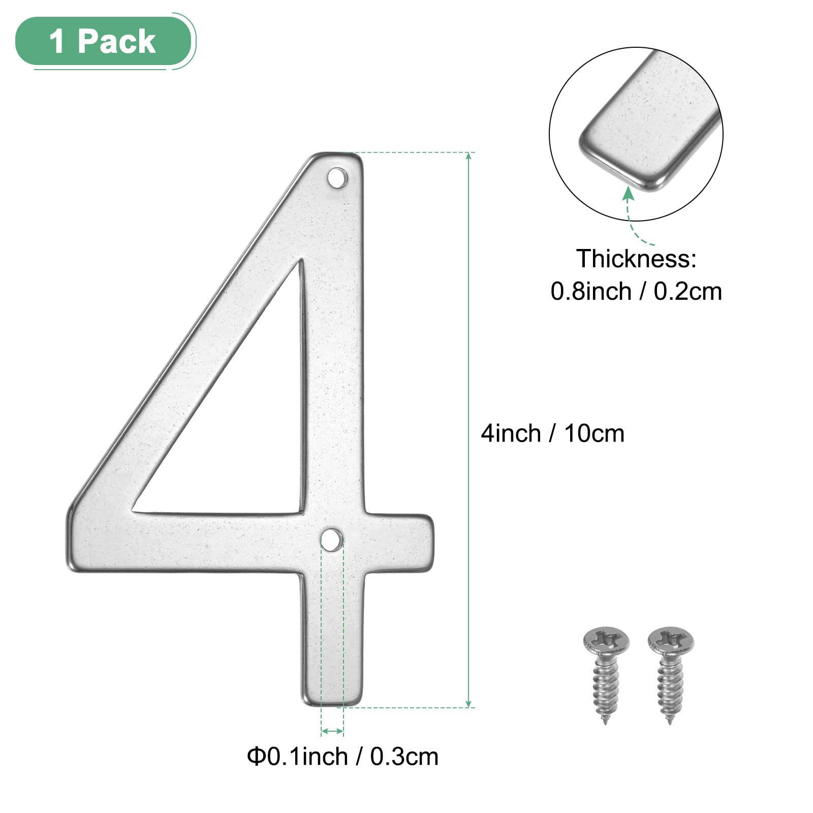 M METERXITY 1-Pack House Number, 4 Inch 304 Stainless Steel Modern Silver Door Number Signage for Garden/Hotel/Mailbox/Address/Sign - Image 3