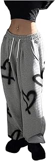 Women's Heart Graphic Drawstring Waist Sweatpants Loose Baggy Pants Stre...
