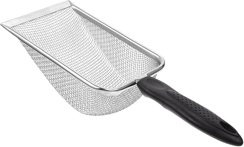 Nokwocy Pala para arena para gatos, pala de metal, con mango de madera, tamaño de poro de metal
