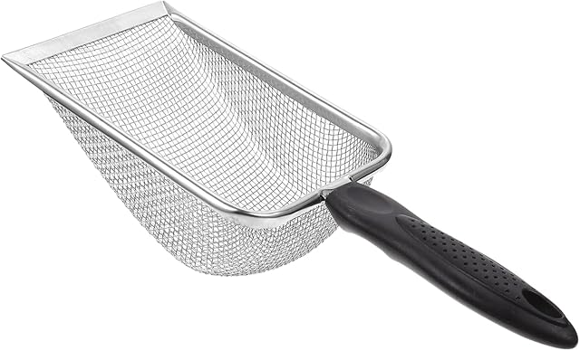 Nokwocy Pala para arena para gatos, pala de metal, con mango de madera, tamaño de poro de metal