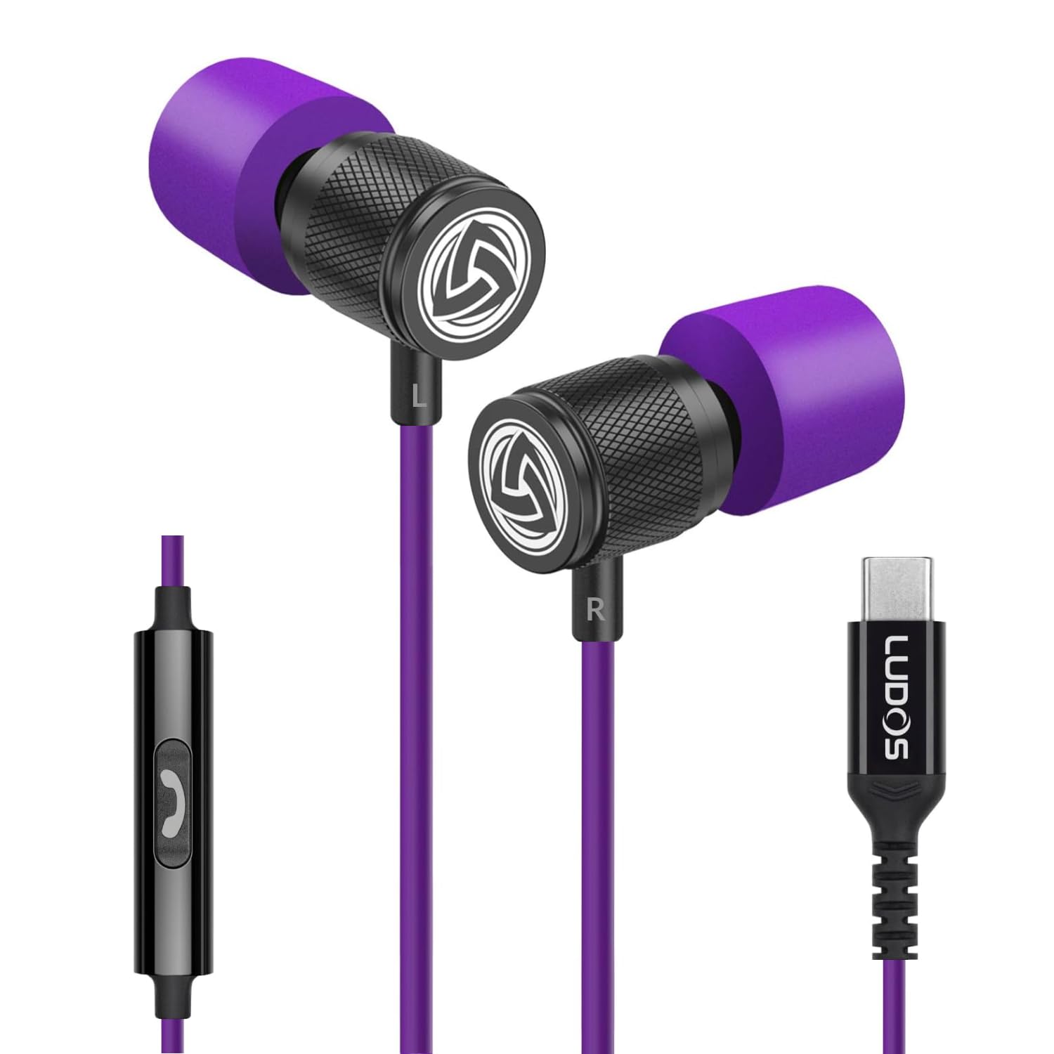 LUDOS Ultra USB C Headphones for iPhone 17 16 15 Pro Max Plus Air iPad Pro, 5 Years Warranty, Magnetic USB-C Earbuds for Samsung Galaxy S24 S23 Ultra