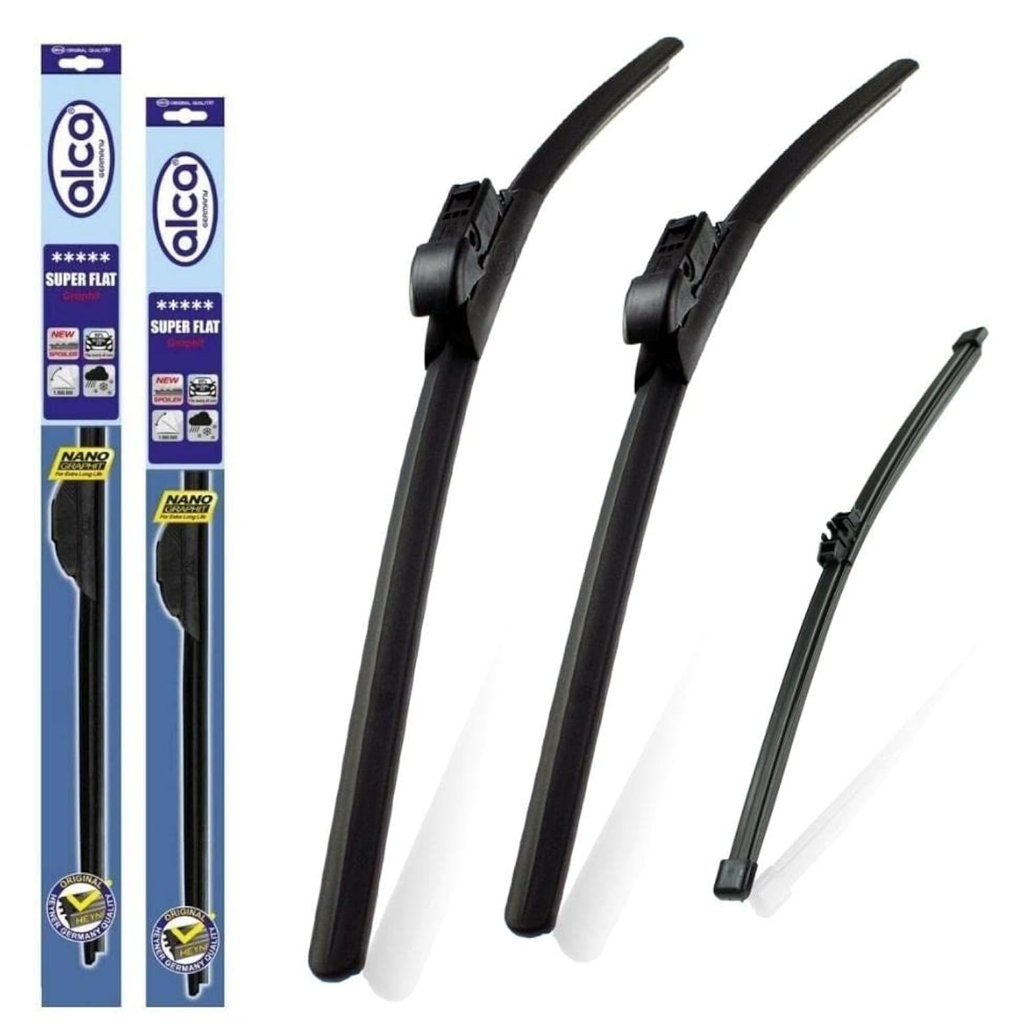 alca Germany Set of 3 Windscreen Wiper Blades Super Flat Front Rear 24"16"ST 13"G Fits Skoda Fabia Hatchback 2014-2020 ASF2416ST13G