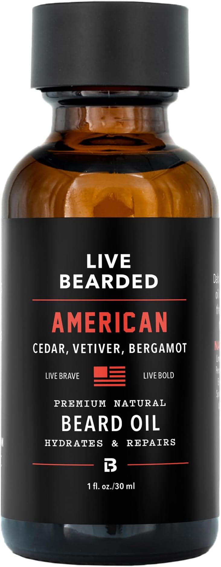 Beard Oil, 1 fl oz - Premium All-Natural Jojoba - Made in the USA - Hair and Skin Care for Men with Dry, Flaky Patches | American Scent - Cedar, Vetiver, Bergamont