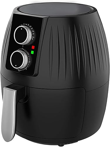 Freidoras eléctricas de aire caliente de 5.5 L, horno sin aceite, con control de doble perilla y olla antiadherente de 1300 W (negro)