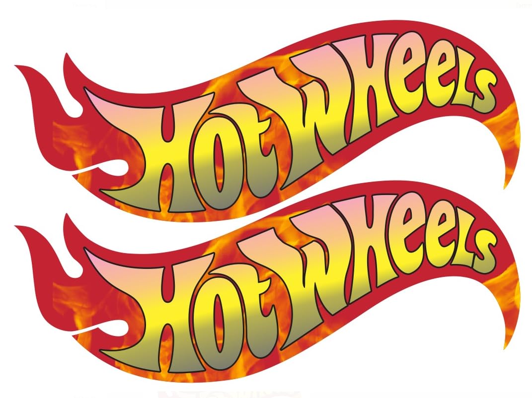 AK Traders Inc Pack of 2, Hot Wheelz Sticker Decal Vinyl | Car Racing Lovers | Cars | Windows | Laptops | Walls | Any Smooth Surface | Premium Quality | Size: 5" x 2"