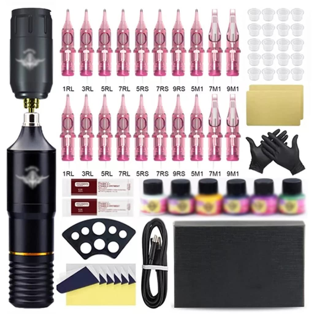 Tattoo Machine Kit with Cartridges Professional Interface Rotary Pen for Permanent Body Art