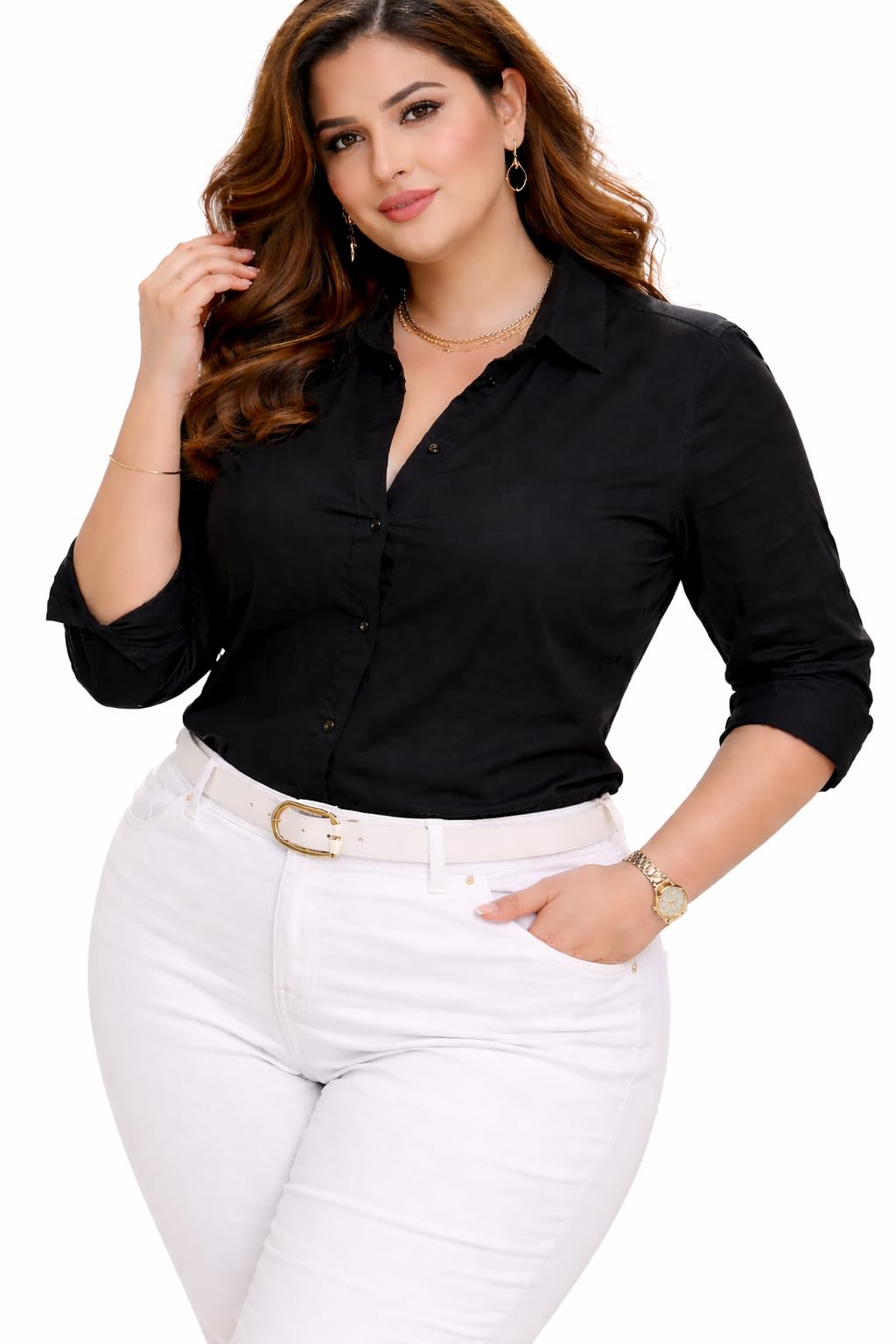 Women’s Plain Cotton Black Shirt | Formal & Casual Wear | Soft Breathable Fabric | Regular Fit Stylish Shirt-picture-11