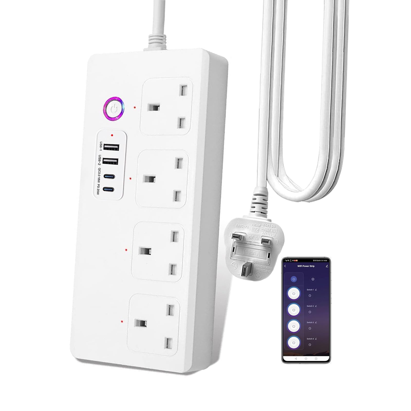UseeLink Smart Power Strip, Surge Protector, WiFi Power Strip, USB Power Socket Smart Extension Cord