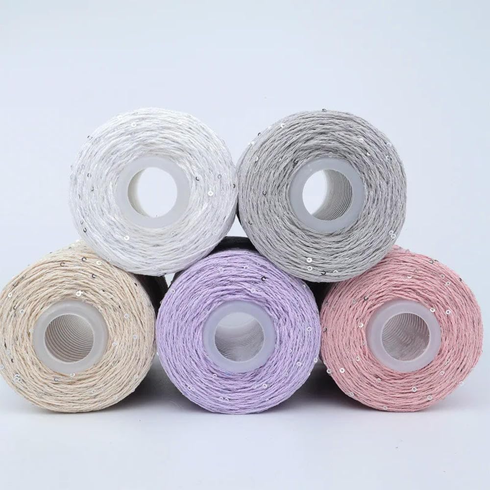 LIUXIN Hilo de Lino con Lentejuelas y Cuentas pequeñas retorcidas, Hilo Brillante Tejido a Mano, Bricolaje, 250 g