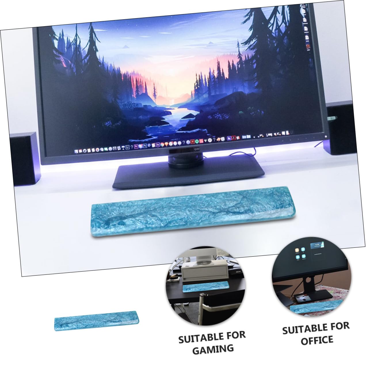 NUOBESTY Ergonomische Blaue Handgelenkauflage aus Epoxidharz für 61-tasten Tastaturen Komfortable Schmerzlinderung bei Gaming und Tippen