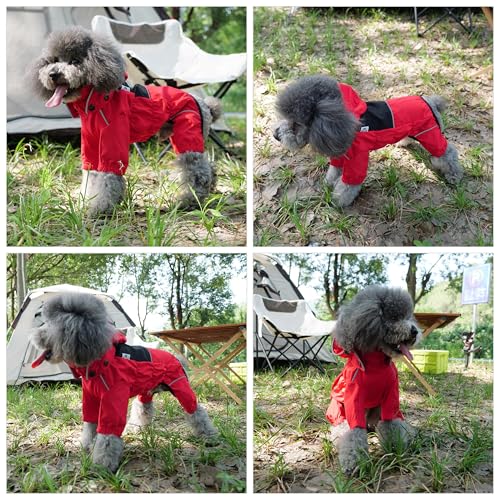 LOVELONGLONG Fleece-Lined Dog Raincoat with Removable Hood – Waterproof Winter Full Body Dog Jacket – Windproof Snowproof Cold-Weather Suit – Red-F L - Image 7