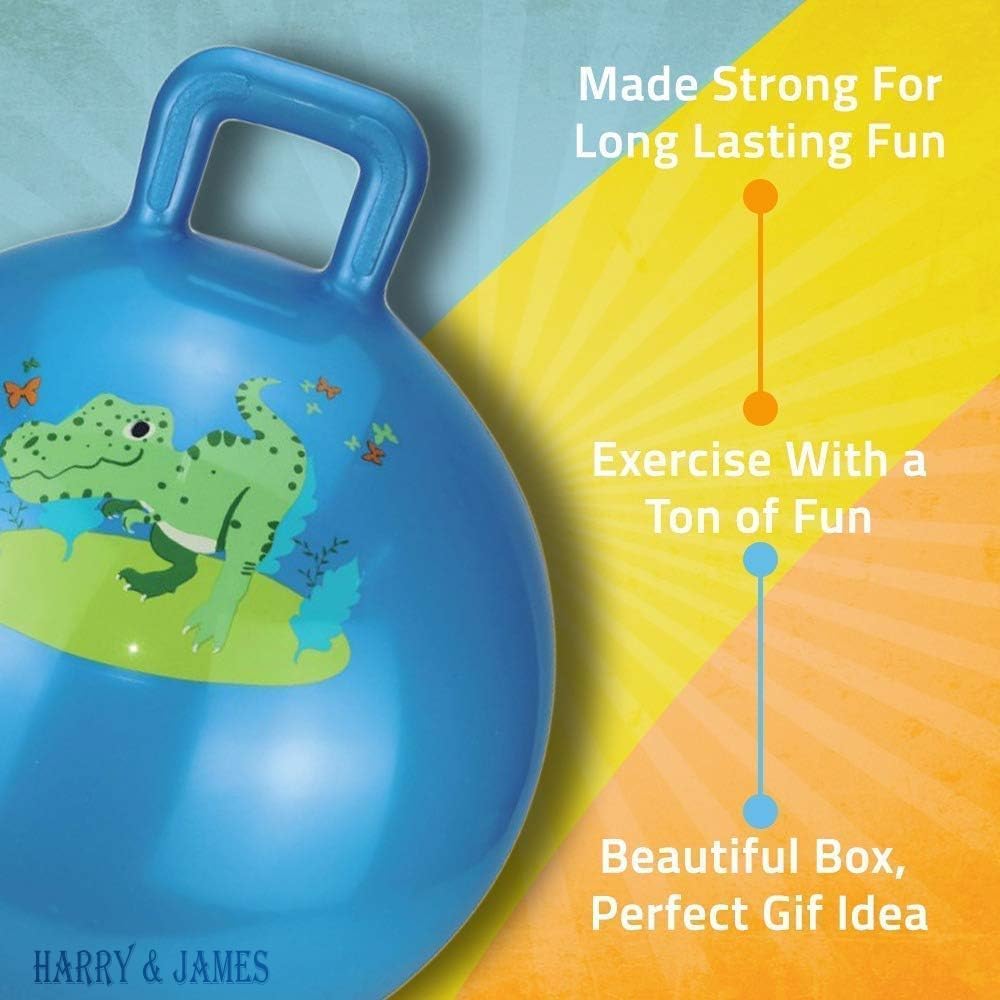 HARRY & JAMES® Sit and Bounce Rubber Hop Ball with Handle Jumping & Bouncing Ball Toys Indoor & Outdoor Kids Exercise Gym Sport Hop Ball for Kids,Boys,Girls,Adults (Big Size 56Cm/22Inch,Multicolour) 3