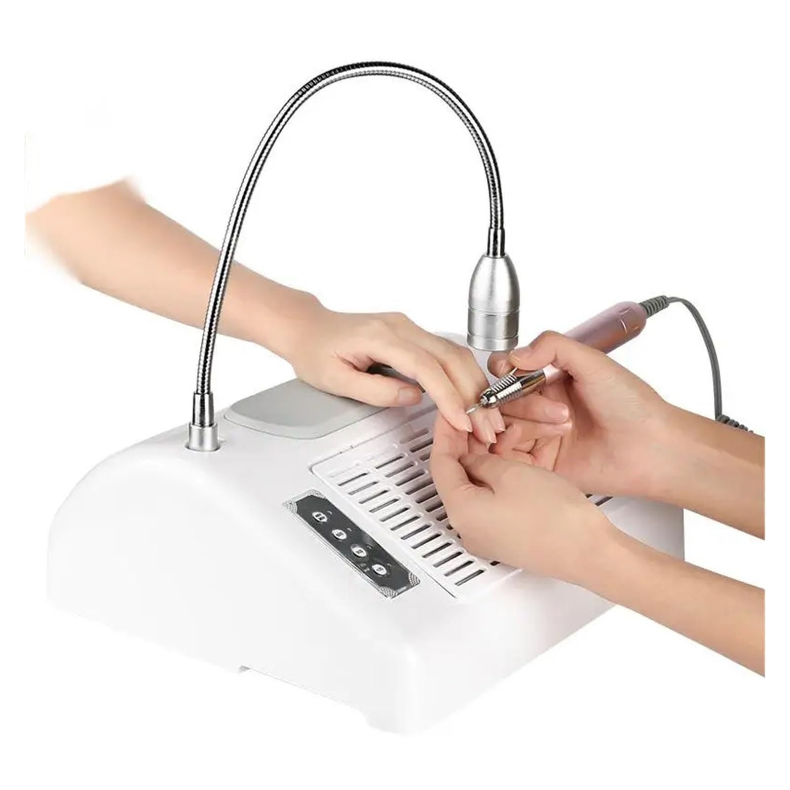MRKU Taladro de uñas con colector de Polvo, Filtro Lavable, succión silenciosa, aspiradora para manicura 5 en 1, Potente Pulido, 80 W, 4500 RPM con plomero reemplazable.