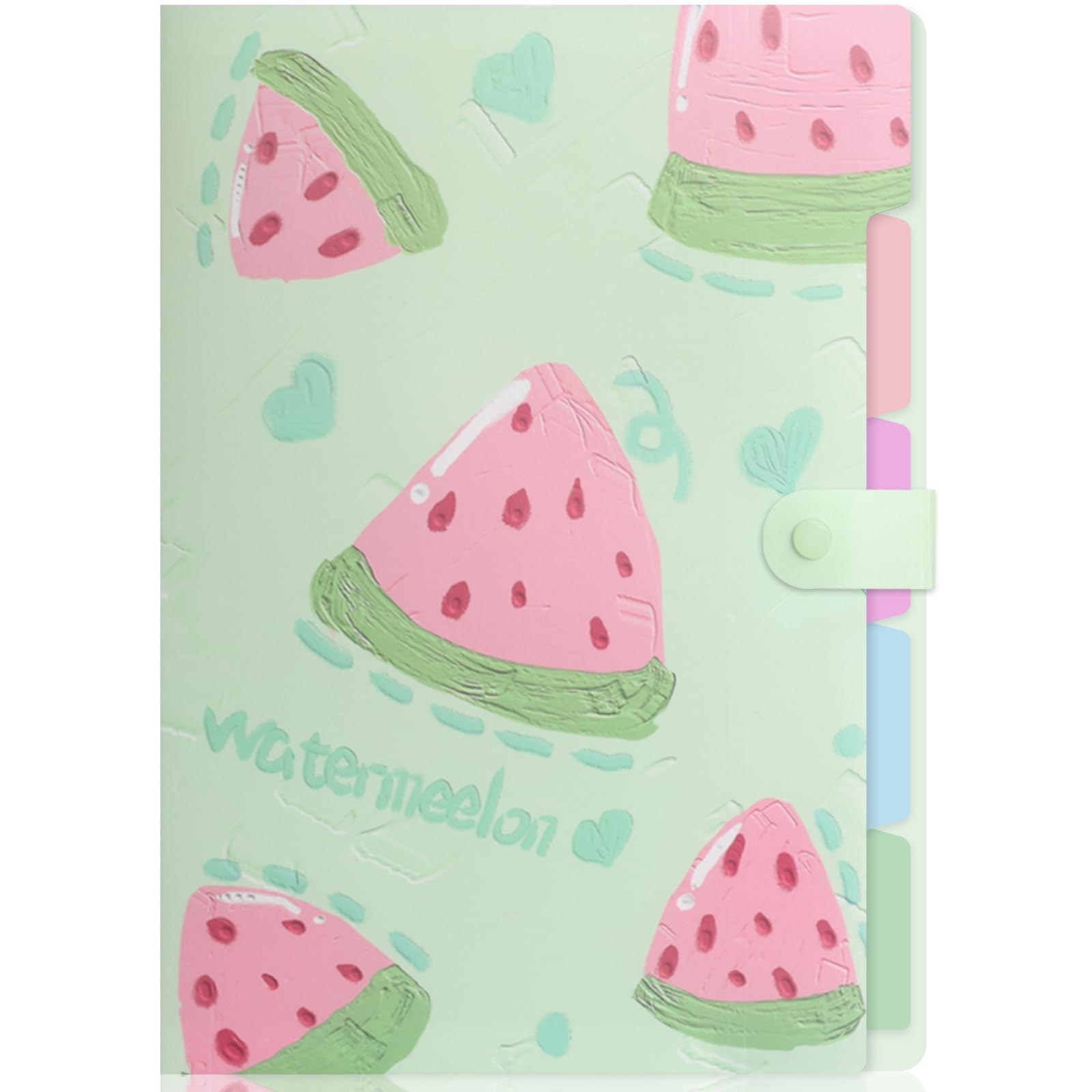 Expandierbar A4 Fächermappe Erweiterbar Dokumententasche mit bunten Labeln,Wiederverwendbar Ordnersystem mit Druckknopf für Büro Schule Homeoffice,DF04-GN