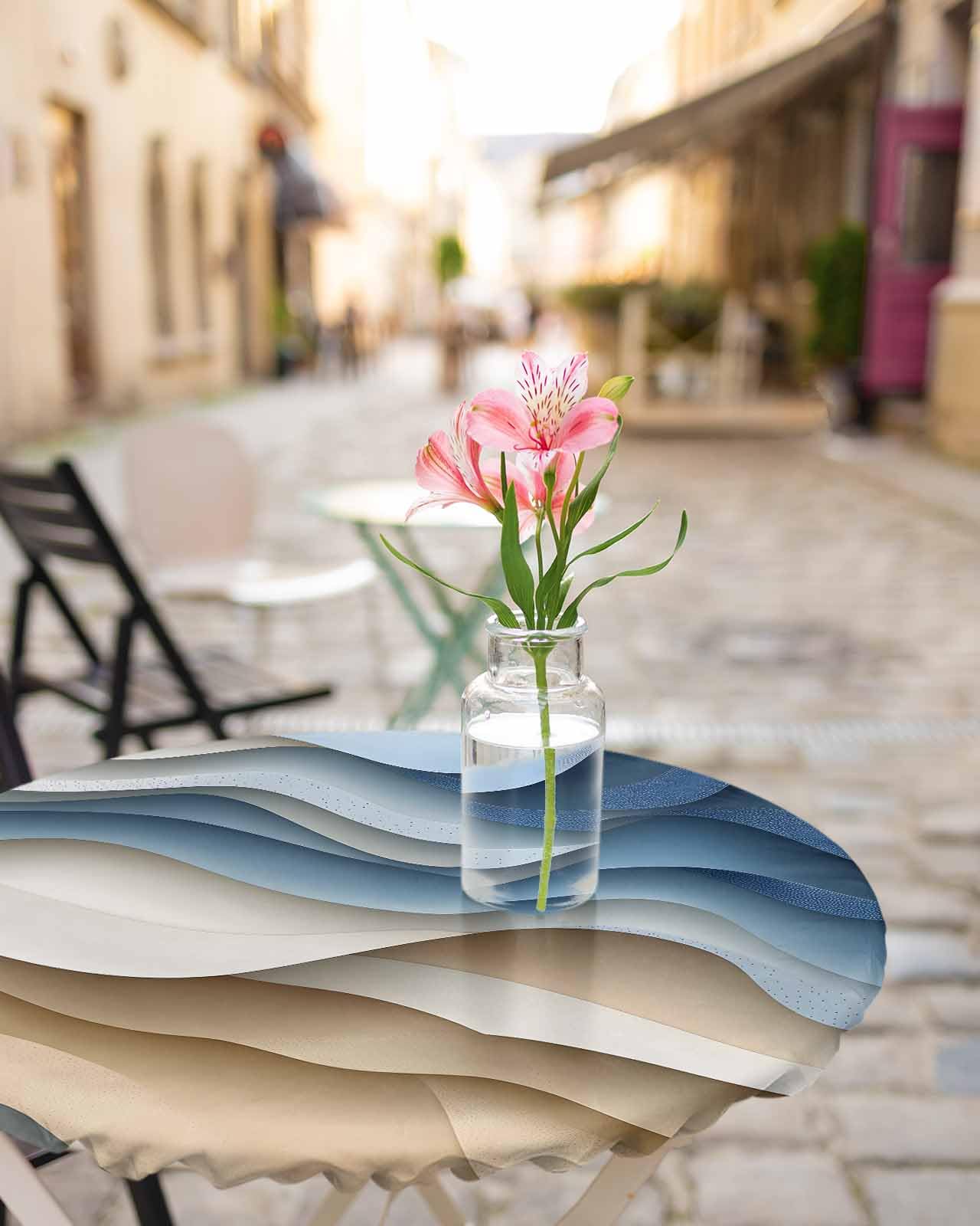 Teal Graffiti Art Round Tablecloth - Waterproof Elastic Cover For 45-54 Inch Tables