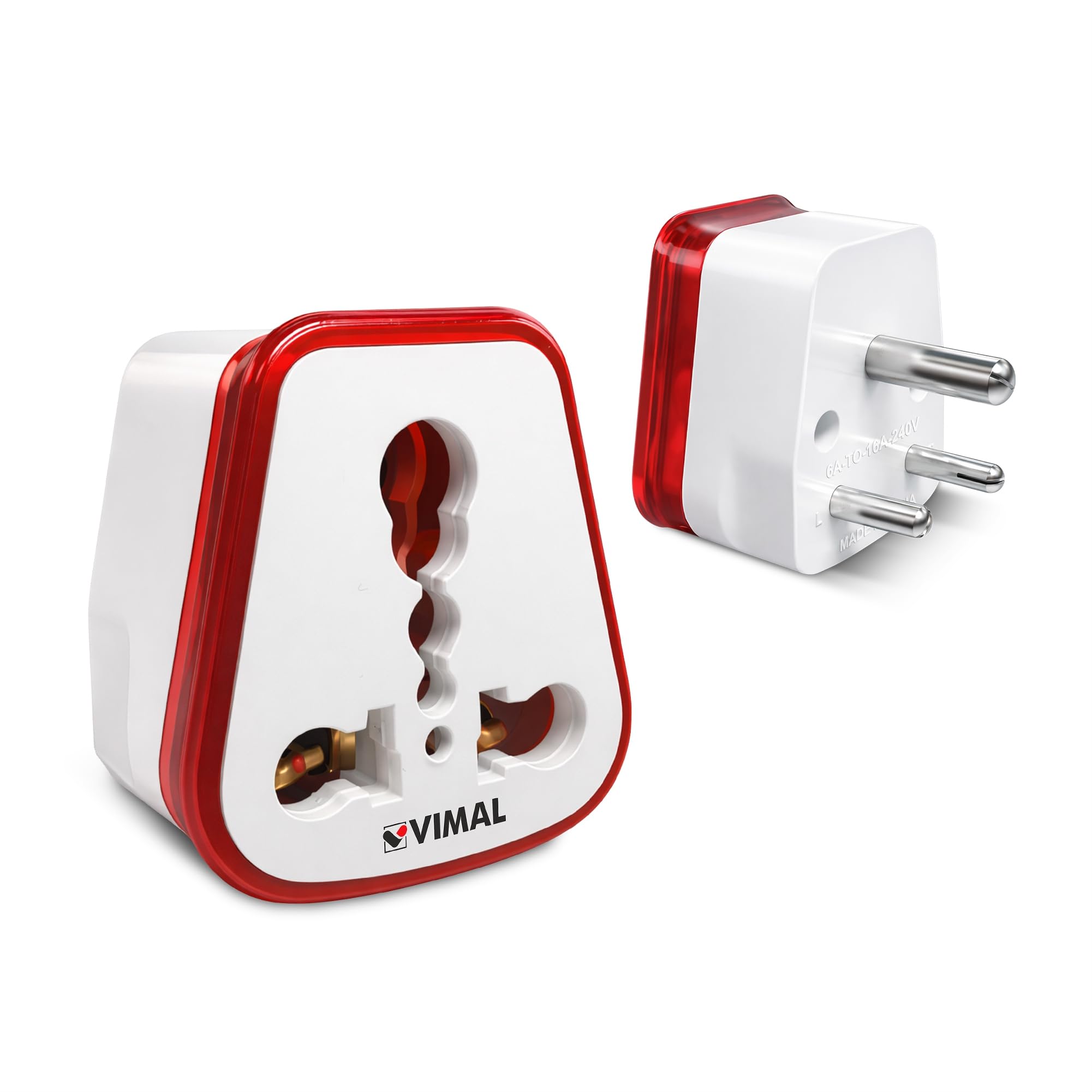 Vimal - Xolo 3 Pin Conversion Plug 6A to 16A /5A to 15A Convertor International Socket(Pack of 2)