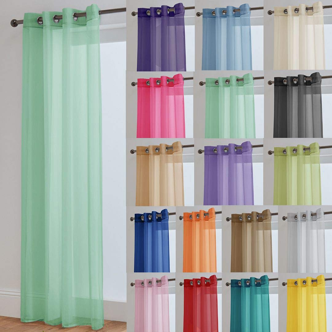 John Aird Green Lucy Voile Curtain - Eyelet - 1X Curtain Panel (, 58" Wide X 108" Drop)