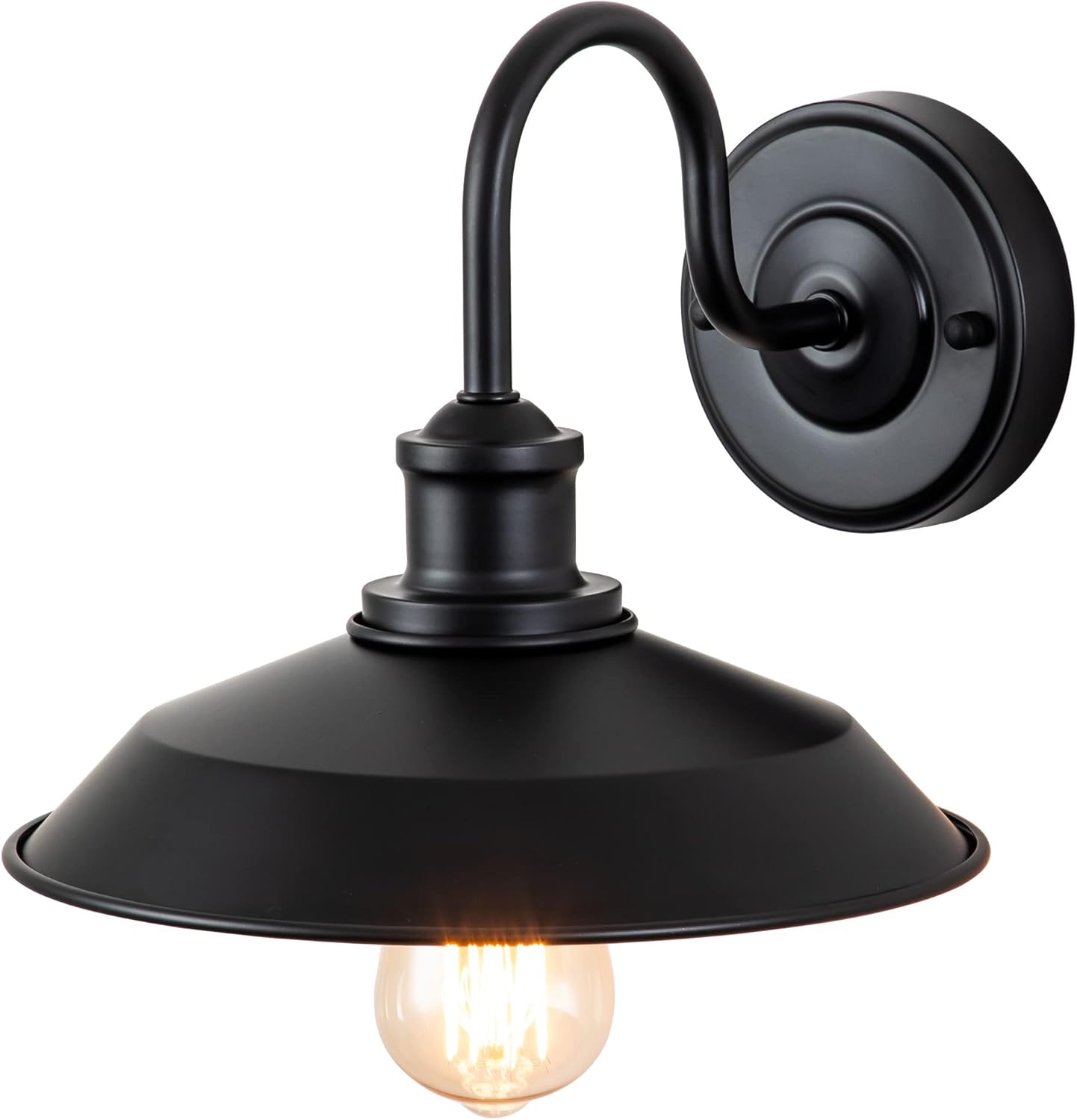 Outdoor Light with GFCI Outlet, Black Porch Light, Waterproof Exterior Barn Wall Lights Fixture with Plug, Farmhouse Sconce Wall Mount, Outside Lights for House, Garage, Patio, 2-Pack