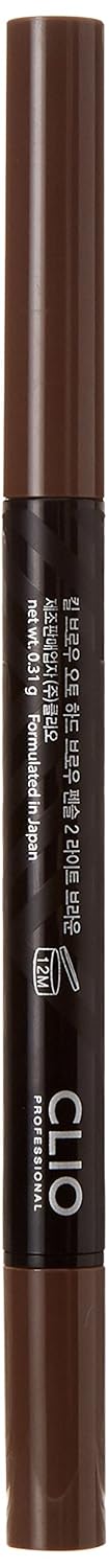 CLIO Kill Brow Auto Hard Eyebrow Pencil, Dual-End, Long Lasting, Waterproof, Smudge-Resistant, Spoolie Brush, Sharpener (02 Light Brown)