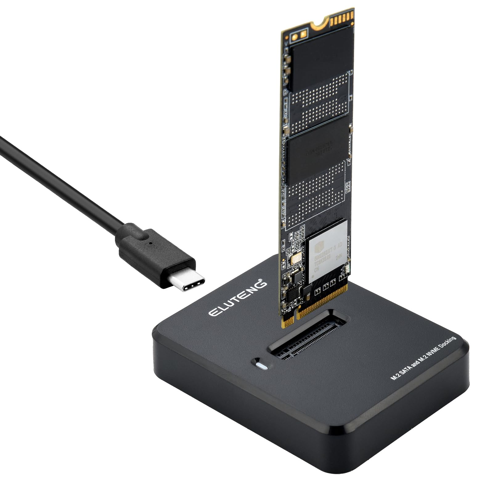 ELUTENG Station D’Accueil M.2 NVME & SATA, Boîtier Externe SSD NVMe USB 3.1 10 Gbps vers USB pour clé M-Key B&M-Key, Adaptateur Double Protocole pour SSD 2230/2242/2260/228