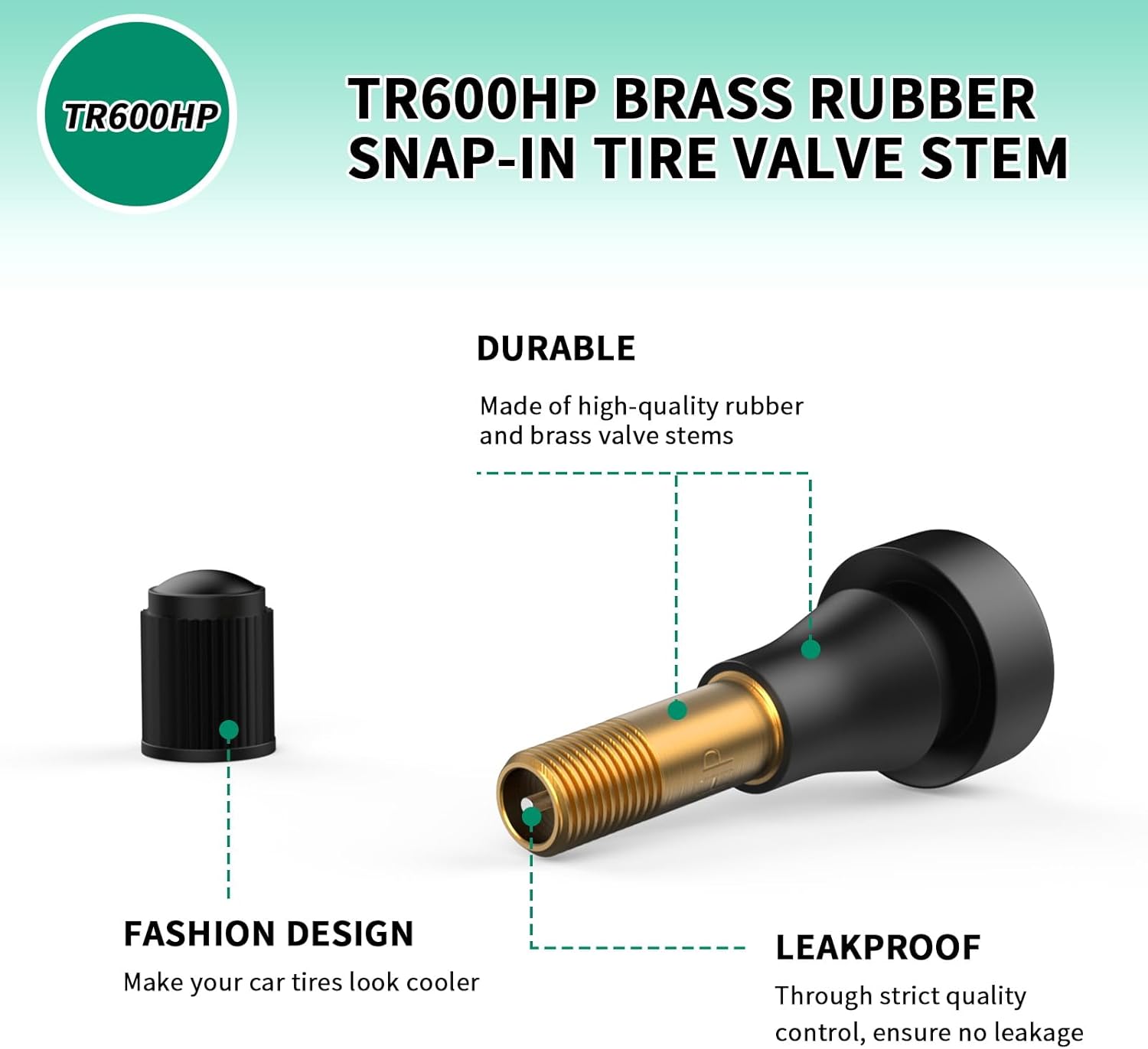 100PCS TR600HP Tire Valve Stems, High Pressure Brass Rubber Snap-in Tire Wheel Valve Stem for Most Car Auto Tires