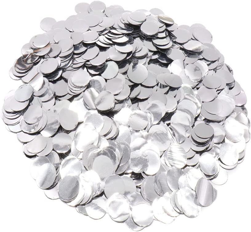 CYIOU 14000 Pieces/100g Paper Table Confetti Silver Metallic Shiny Round Confetti Tissue for Wedding Anniversary Birthday Party Baby Shower Valentine's Day and Balloon Decorations,1.5cm (3.53 oz)
