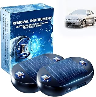 Car Interference Antifreeze Instrument, Electromagnetic Snow Melter, Portable Car Windshield Snow Removal Device, Solar Charging Rapid-Action Defroster for All Vehicles(Blue,2PCS)