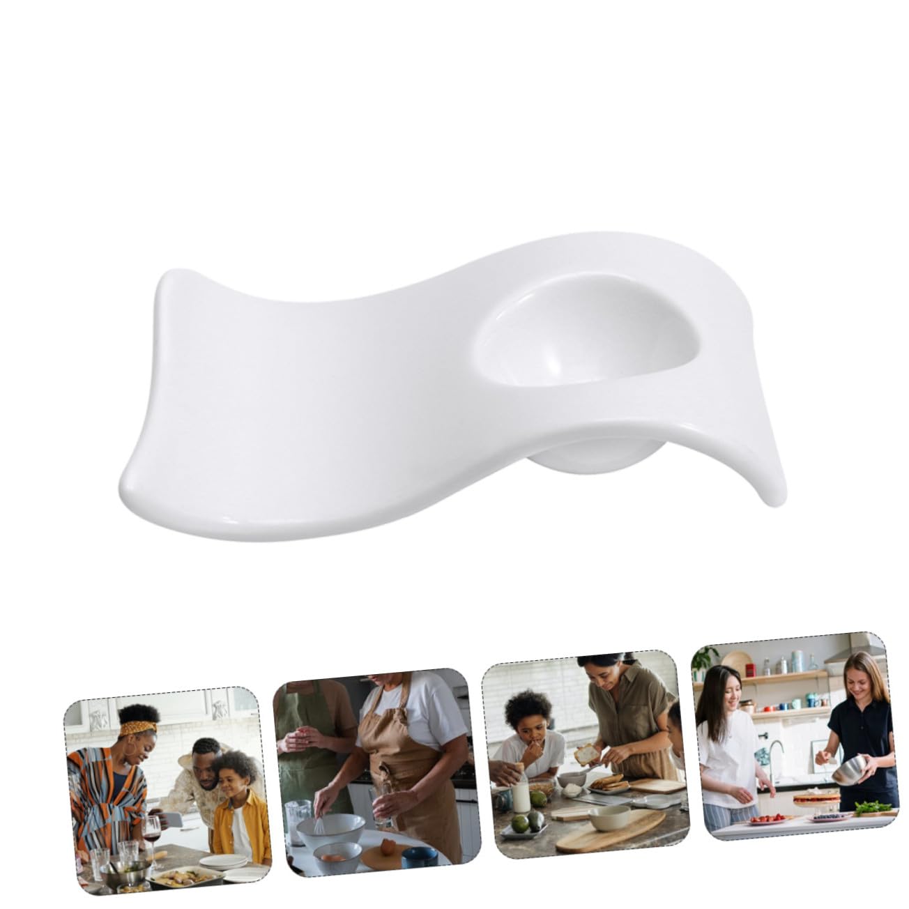 DOITOOL 6 pièces Coquetiers Céramique Wave Shape Supports Œufs Pratiques et Durables Assiettes pour Œufs Durs Blanches pour Table à Manger