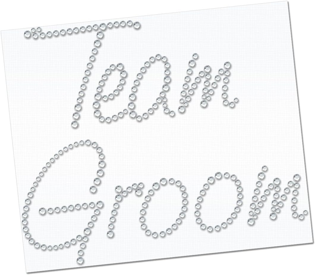 Diamante Diamonte Hotfix Wedding Transfer Rhinestone iron on Motif"Team Groom" -Style.