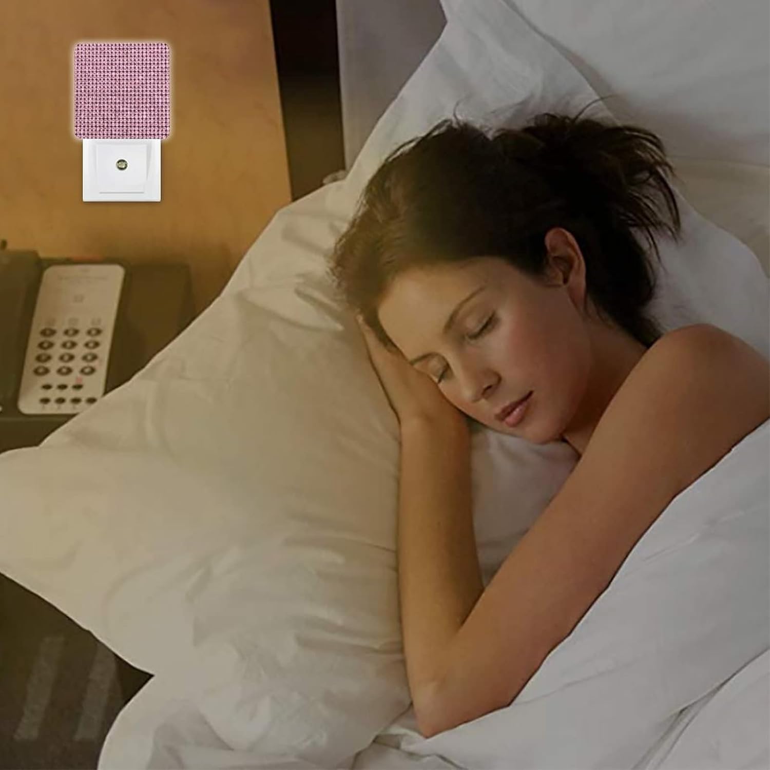 Pink Night Light Rhinestone Diamond Night Light Bling Light Plug-in Smart Dusk to Dawn Sensor, Automatic Night Lights, Suitable for Bedroom, Bathroom, Toilet, Stairs, Kitchen, Hallway