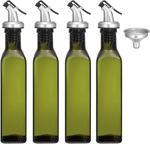 Miniatura 1 de 4 botellas dispensadoras de aceite de oliva de 8 onzas para cocina, dispensador cuadrado verde de aceite y vinagre, a prueba de fugas de aceite y