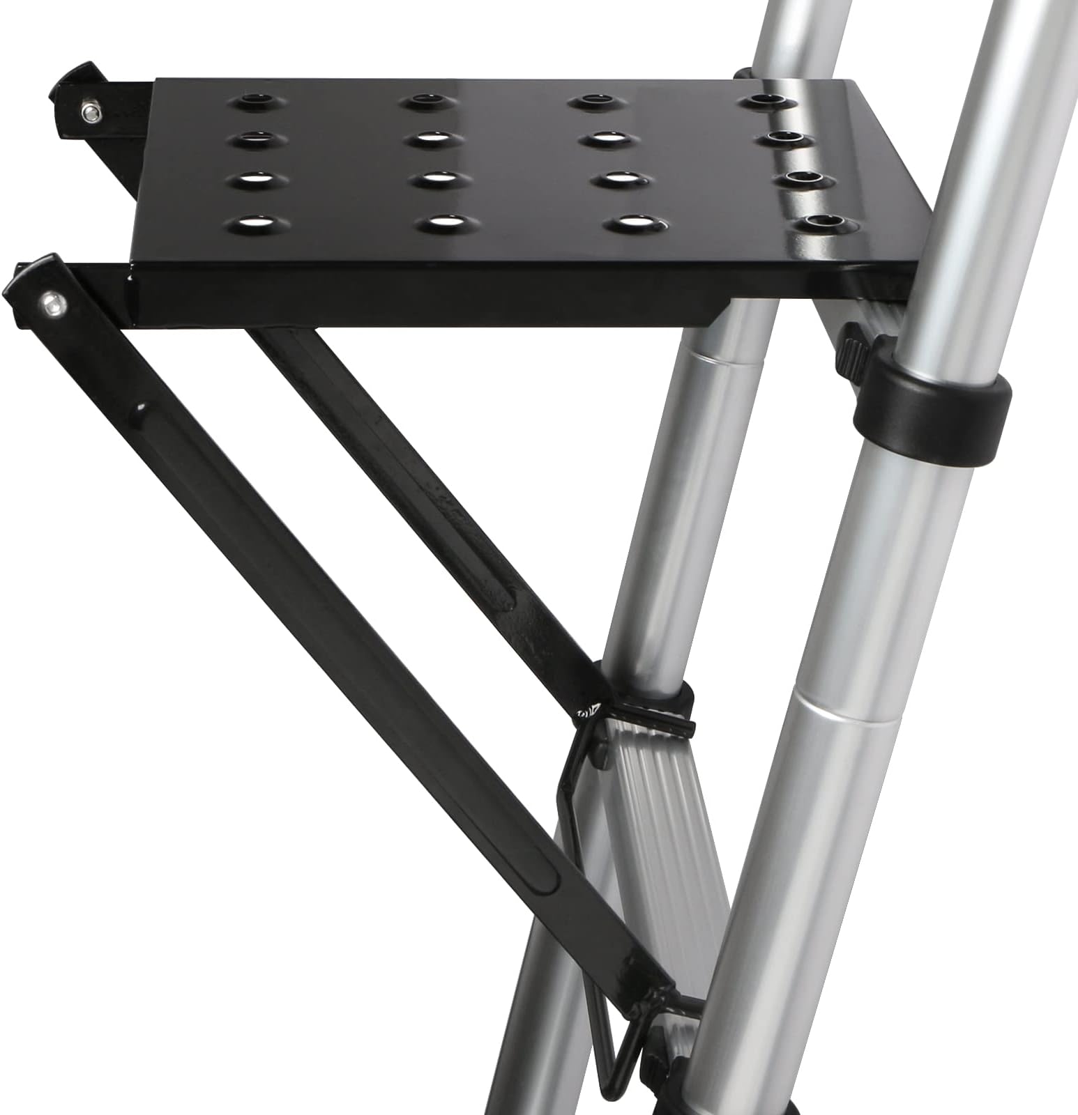 TooCust Ladder Platform, 400 lbs Capacity Ladder Step & Work Platform - Heavy Duty Anti-Slip Extension Ladder Standing Surface & Tool Tray, Stable Safety Attachment for Painting & Repairing (Black)