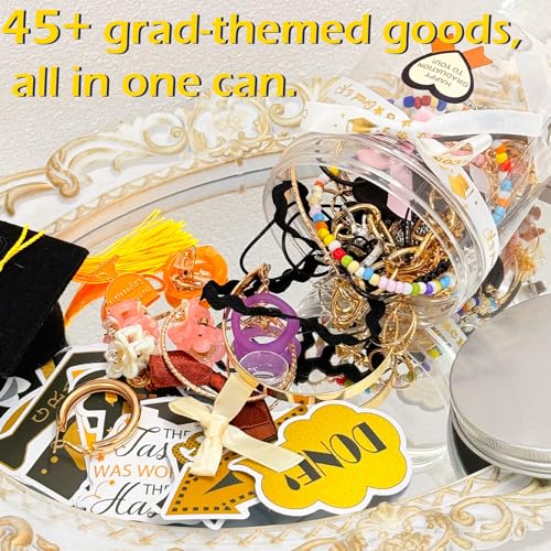 Image of SMUOBT Graduation Mysterious Jewelry Jar Pack, Surprise Jewelry Box for Women (Keychain, Bookname, Bracelet, Necklace, Rings, Hairpins, Earrings, Stickers and Pin) - Graduation Gift, Metal