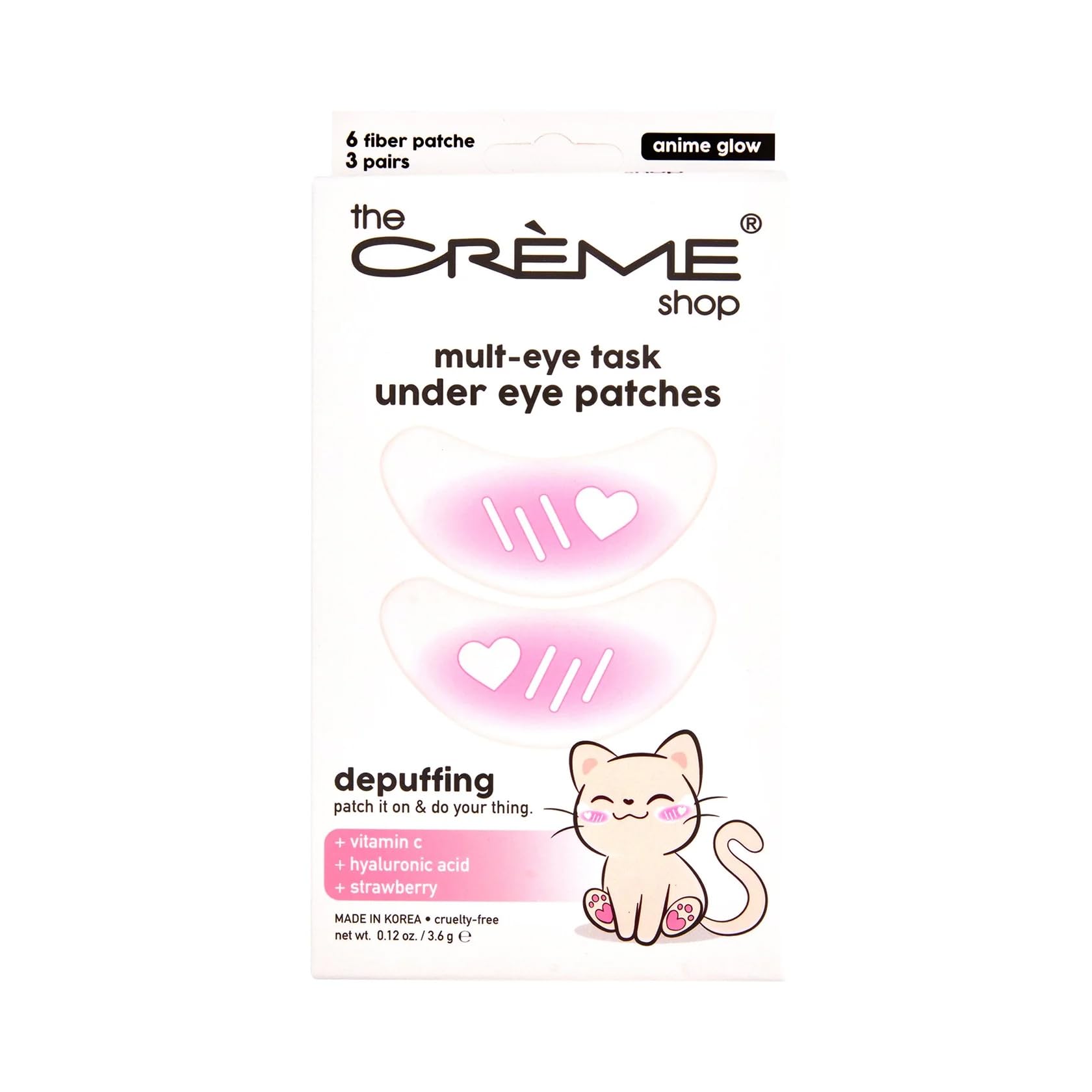The Crème Shop Mult-Eye Task Under Eye Patches | Under Eye Patches for Puffy Eyes | Korean Skin Care | Vitamin C, Hyaluronic Acid, Strawberry - Anime Glow (3 Pack)