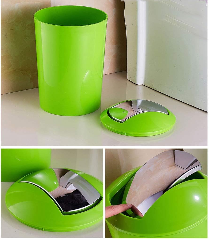 NOLLAM Papelera Cubo de Basura de plástico con Tapa basculante con Tapa cilíndrica de 10L para Interior, baño, Sala de Estar, Dormitorio, Cocina, Cubo de Basura Basurero Cocina
