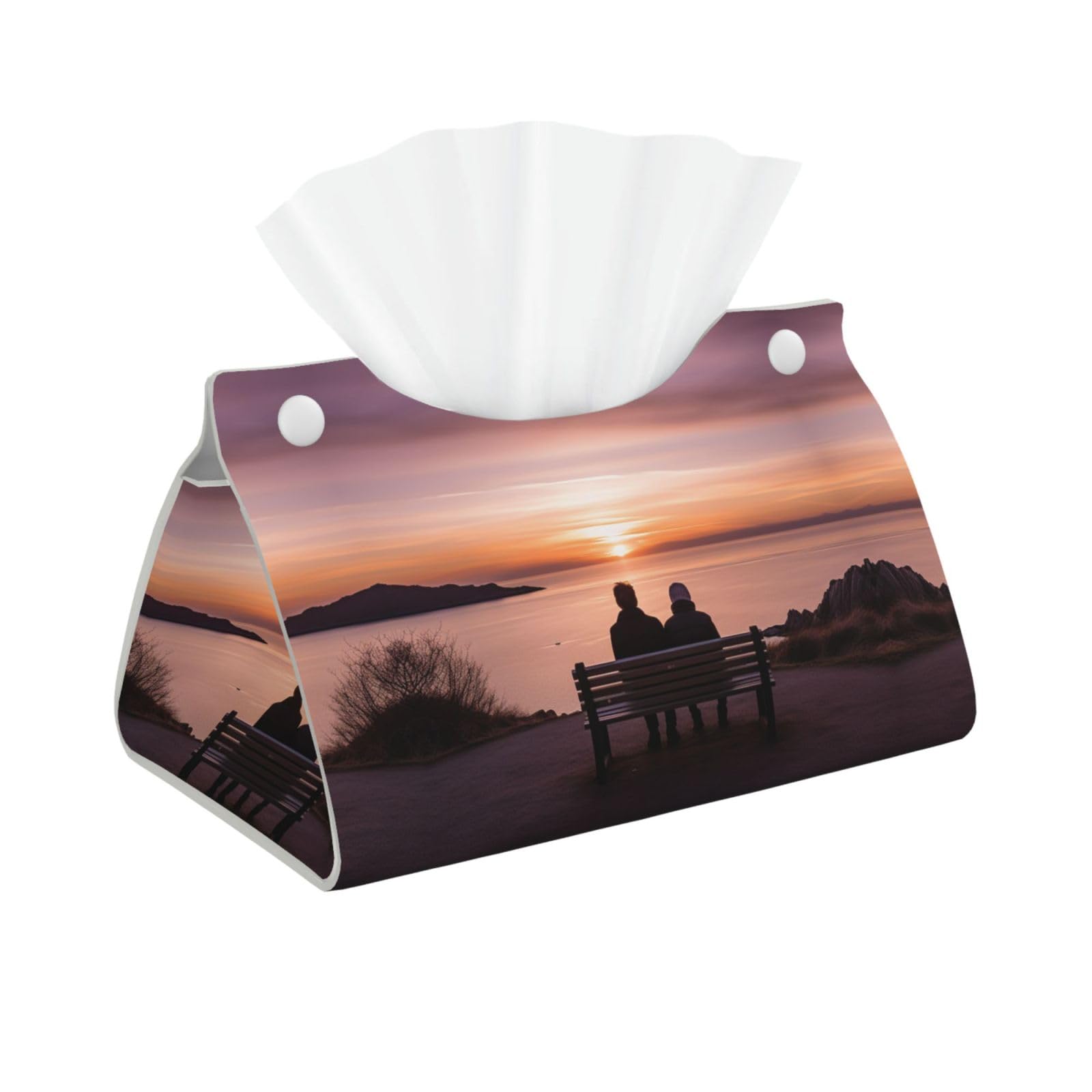 Decorative Tissue Box Cover Sunset Tissue Box Holder Aesthetic Leather Storage Organizer Box for Bathroom Vanity Tabletop Night Stands Office Funny Home Decorative Tissue Case