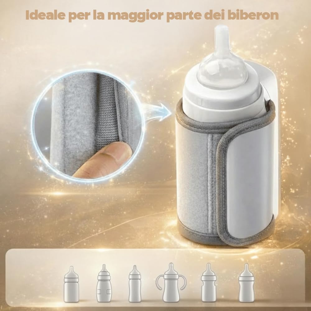 Mediawave Store – Scaldabiberon Portatile USB con Batteria 2000mAh Schermo LED e Temperatura Regolabile Ricaricabile per Latte in Polvere e Materno senza fili