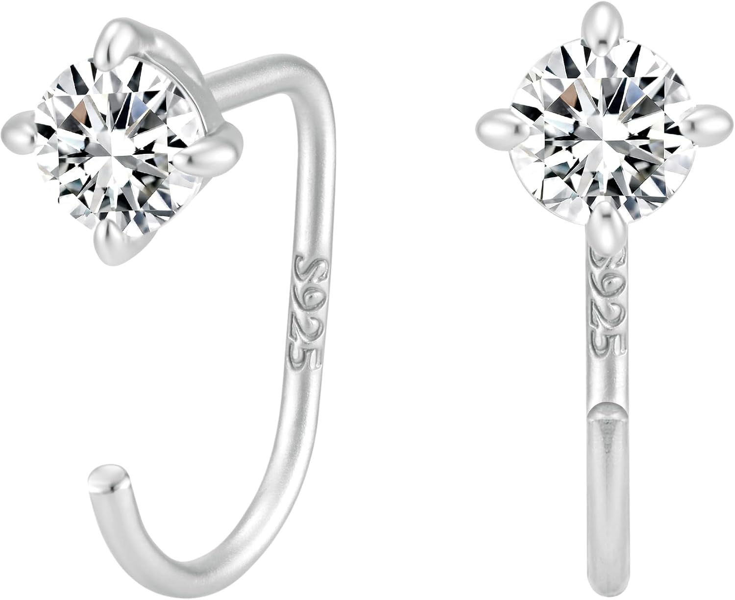 925 Sterling Silver Huggie Half Hoop Earrings | 14K Gold Plated Dainty Hypoallergenic Huggie Hoops for Women Comfort Fit Everyday Tiny Sleep Poke-free Earrings with Synthetic Opal, Pearl, CZ