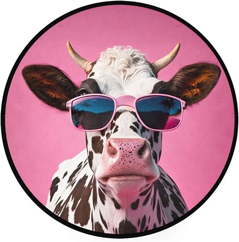 Vnurnrn Alfombra redonda antideslizante para interiores, alfombra circular para sala de estar, puerta, entrada, dormitorio, sofá, 3 pies