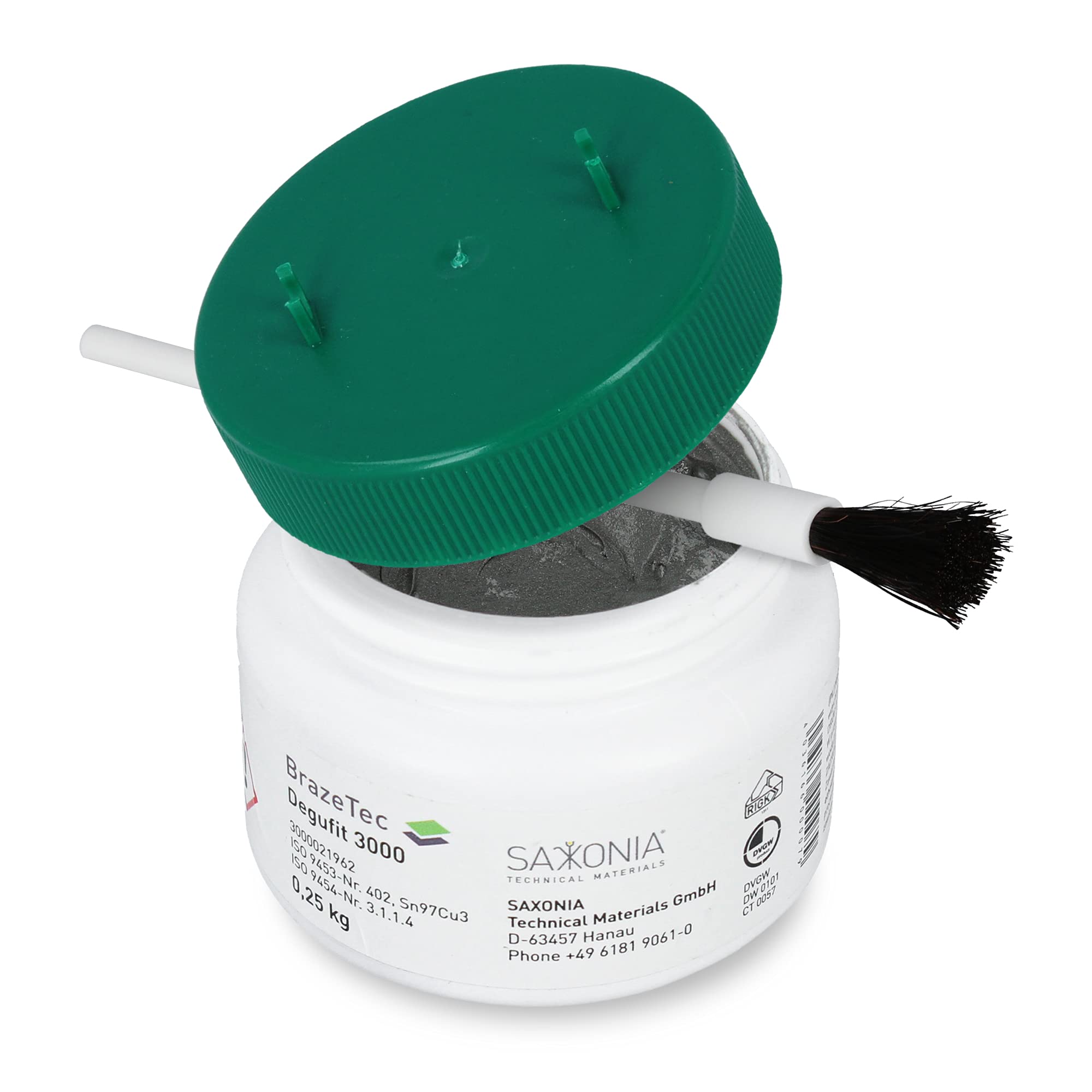 Flusso di saldatura Flussmittel Lötpaste Degufit 3000 Pasta per saldatura a bassa temperatura 250g con pennello per l'installazione di tubi dell'acqua potabile con tubi di rame | Flusso di saldatura
