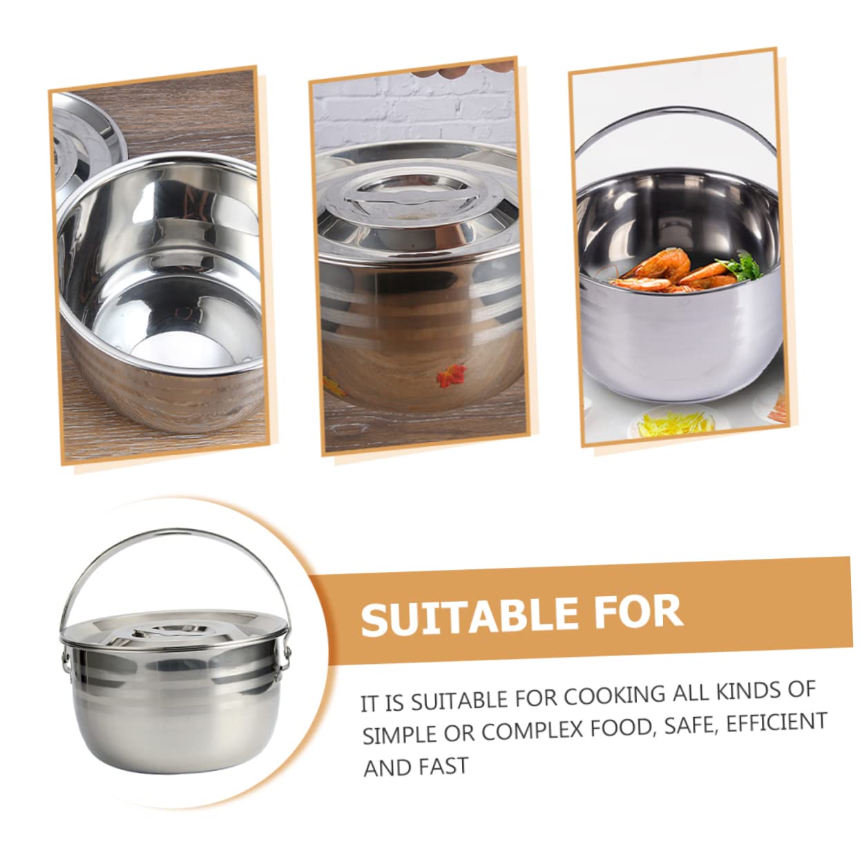 IMIKEYA Camping Pot for Fire Large Capacity Soup Pot Non-Stick Easy Clean Stainless Steel