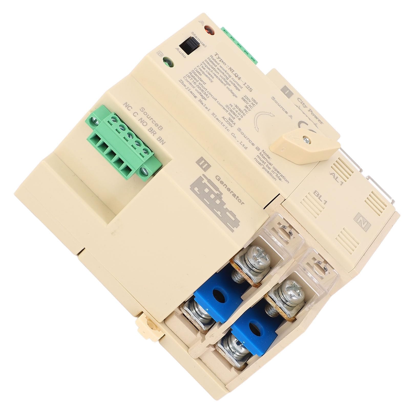 Fafeicy Interruptor de Transferencia Automática 2P 100A, Doble de Energía
