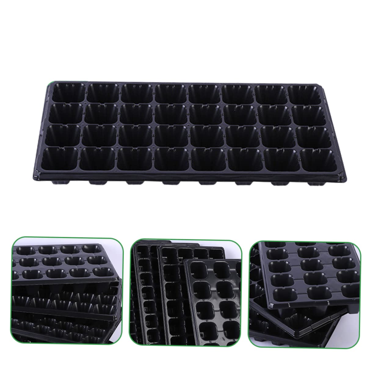 iplusmile Plateaux De Germination pour Plantes Jardin, Lot 10 Pcs 21 Alvéoles, Plastique Réutilisable Noir Épaissi, Semis Intérieur Extérieur, Plateau Imperméable Isolant Thermique