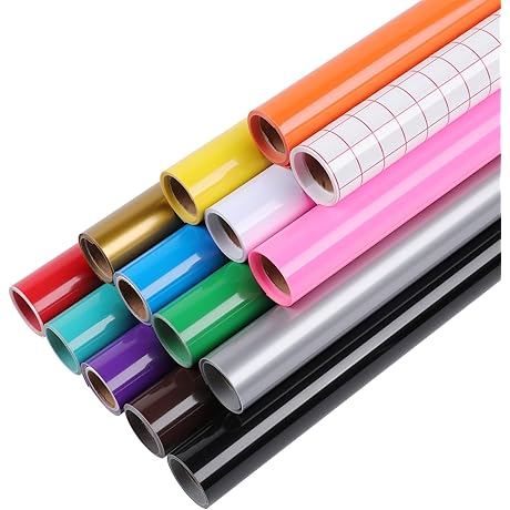 HTVRONT Permanent Vinyl for Cricut - 13 Pack Multi-Colors 12" x 3ft...