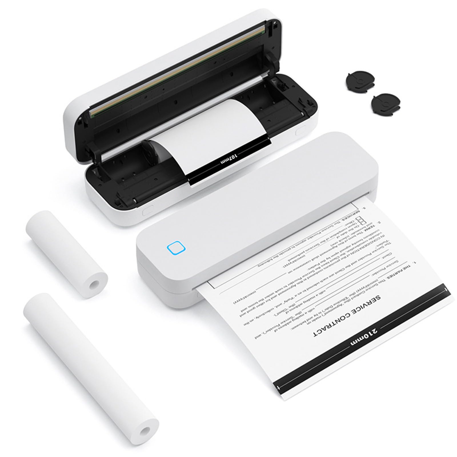 FHRKA Thermal Printer, Portable Printers Wireless for Travel, Inkless A4 Thermal Printer with Thermal Paper & Paper Limiter (White)